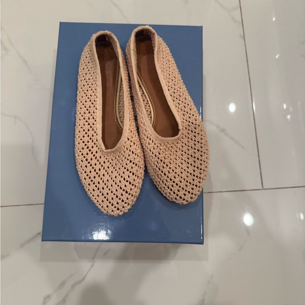 STAUD Alba Ballet Flat in Cream Crochet - Picture 5 of 7